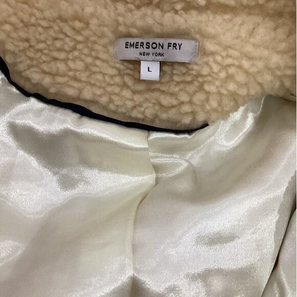 Emerson Fry Teddy Bear Coat In Ivory Size Large Oversized Fit - Picture 13 of 14